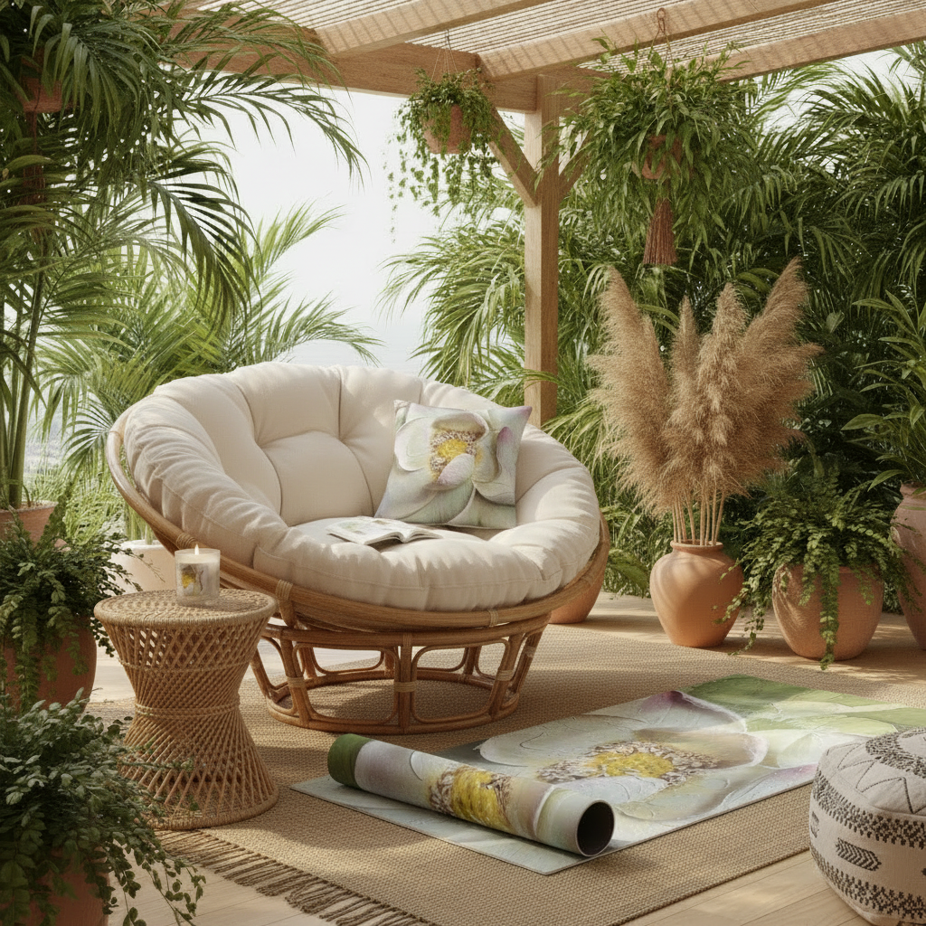 White Lotus boho nook with round chair
