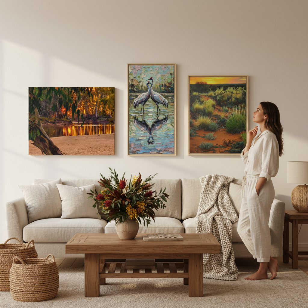 Australian wall art collection gallery scene
