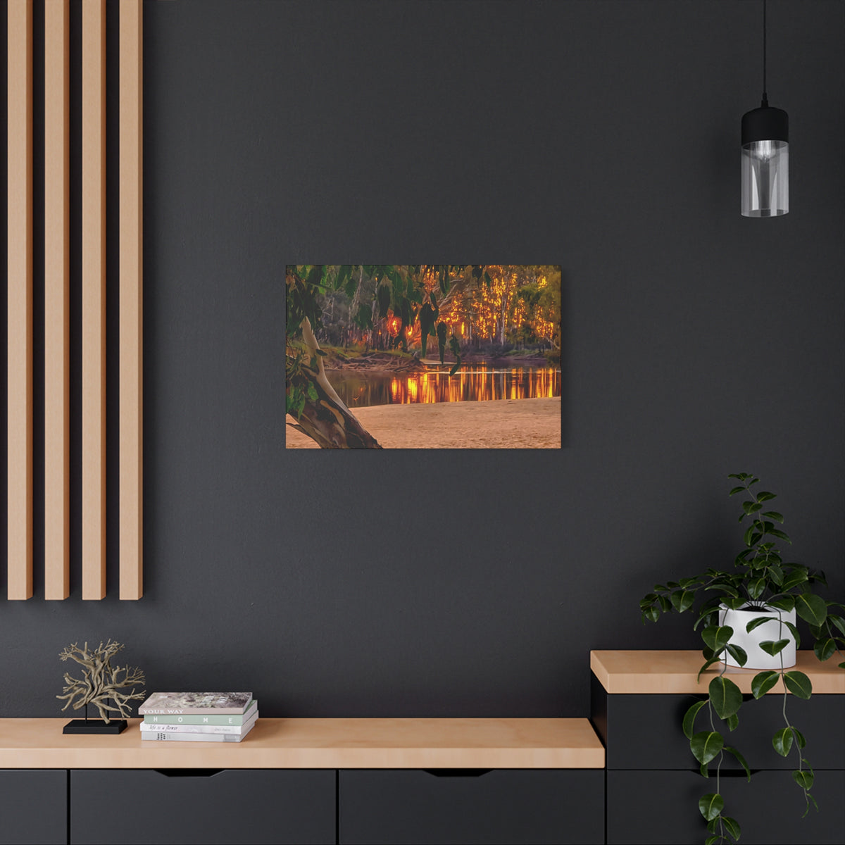 Golden Riverbank Canvas