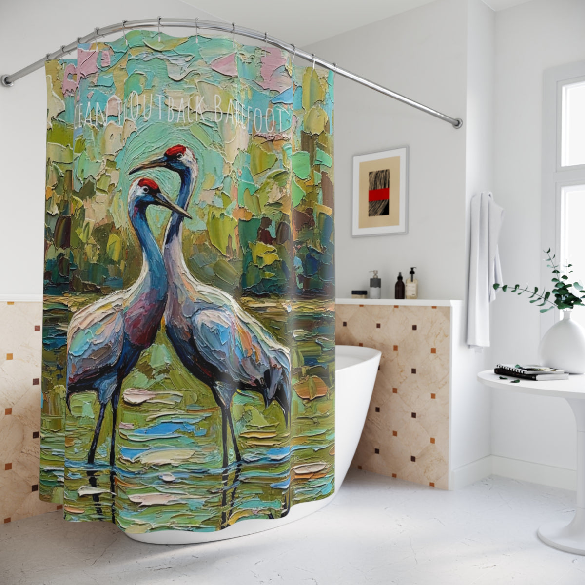 Brolga Pair Wetlands Shower Curtain