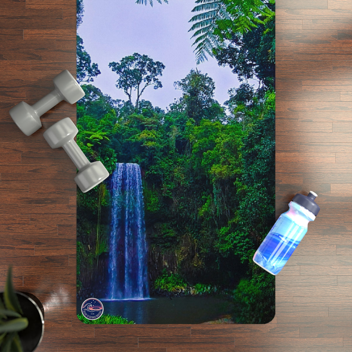 Tropical Waterfall Rubber Yoga Mat