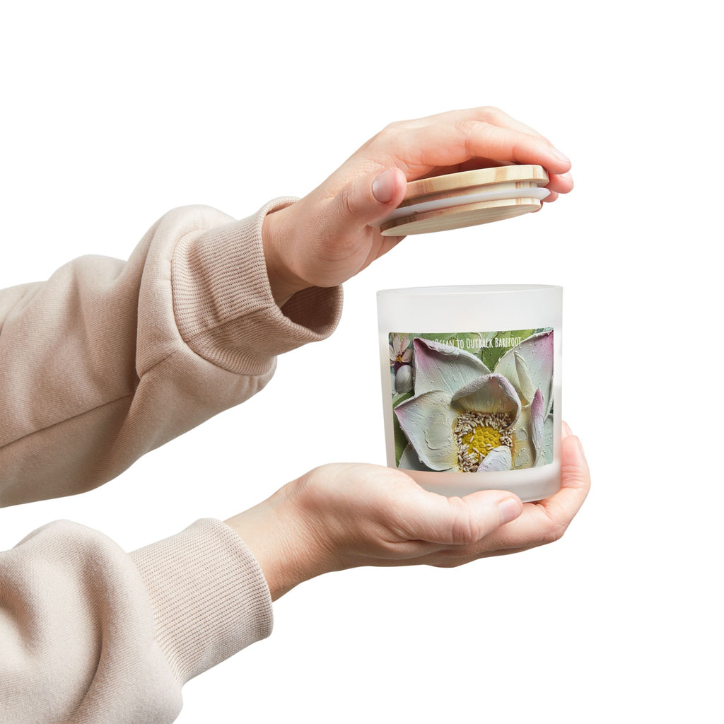 White Lotus Frosted Glass Candle