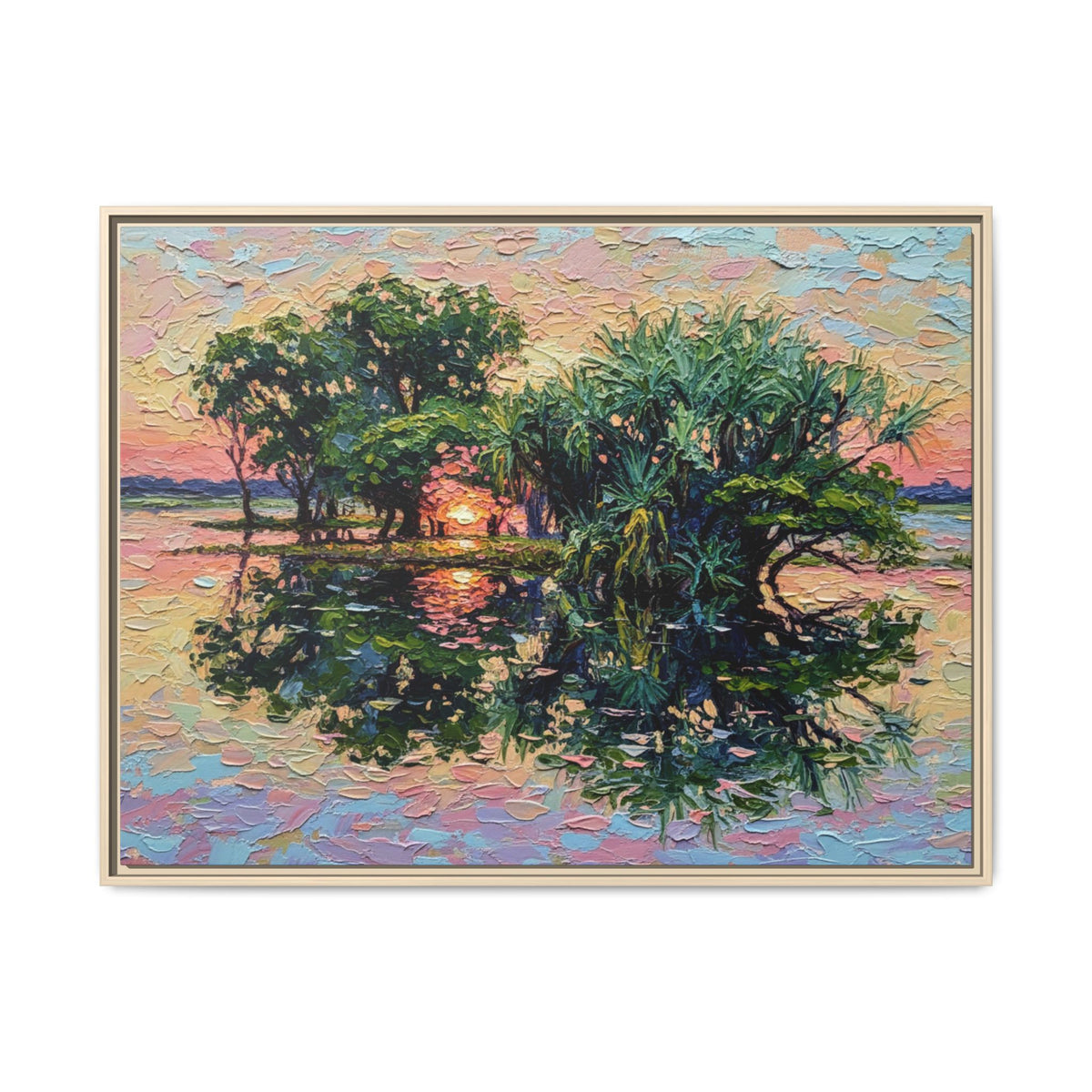 Pandanus Sunset Reflection Canvas