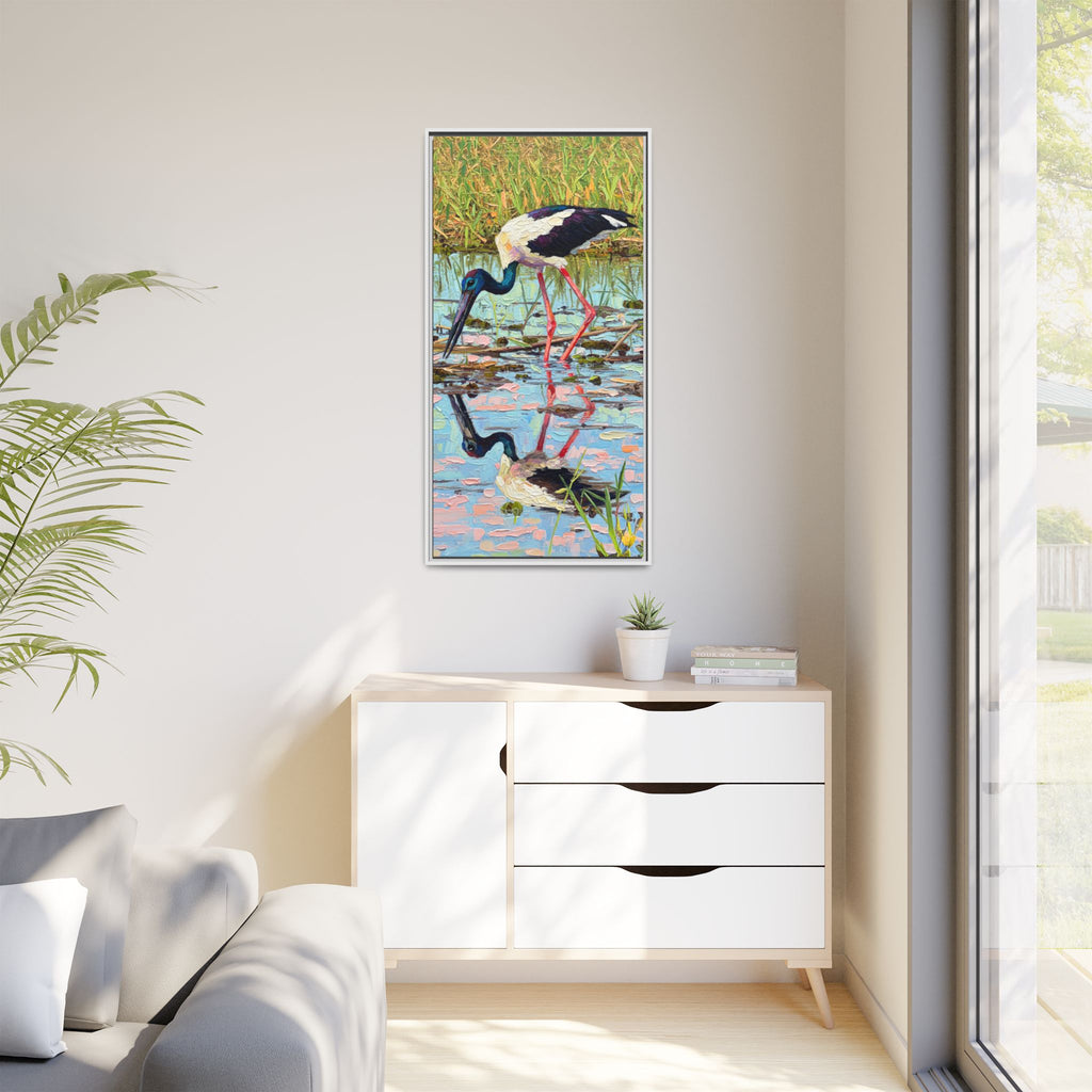 Black-Necked Stork Framed Canvas