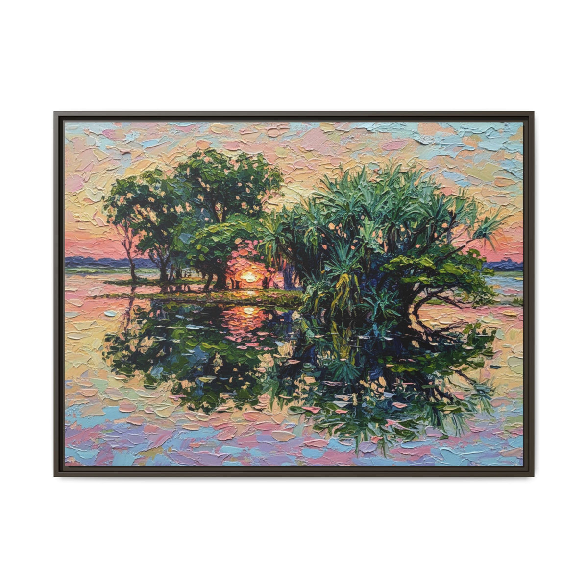 Pandanus Sunset Reflection Canvas