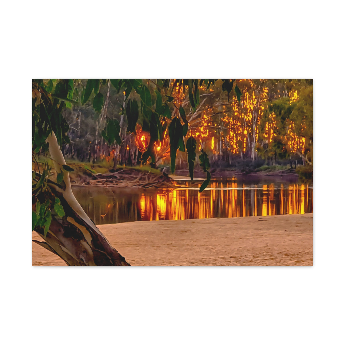 Golden Riverbank Canvas