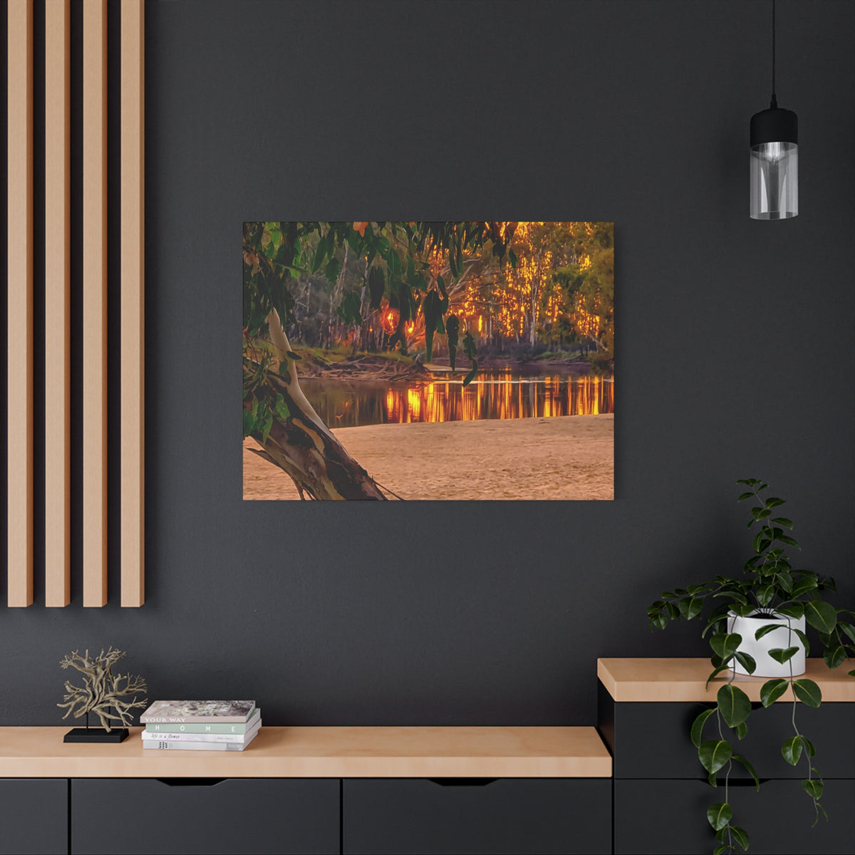 Golden Riverbank Canvas
