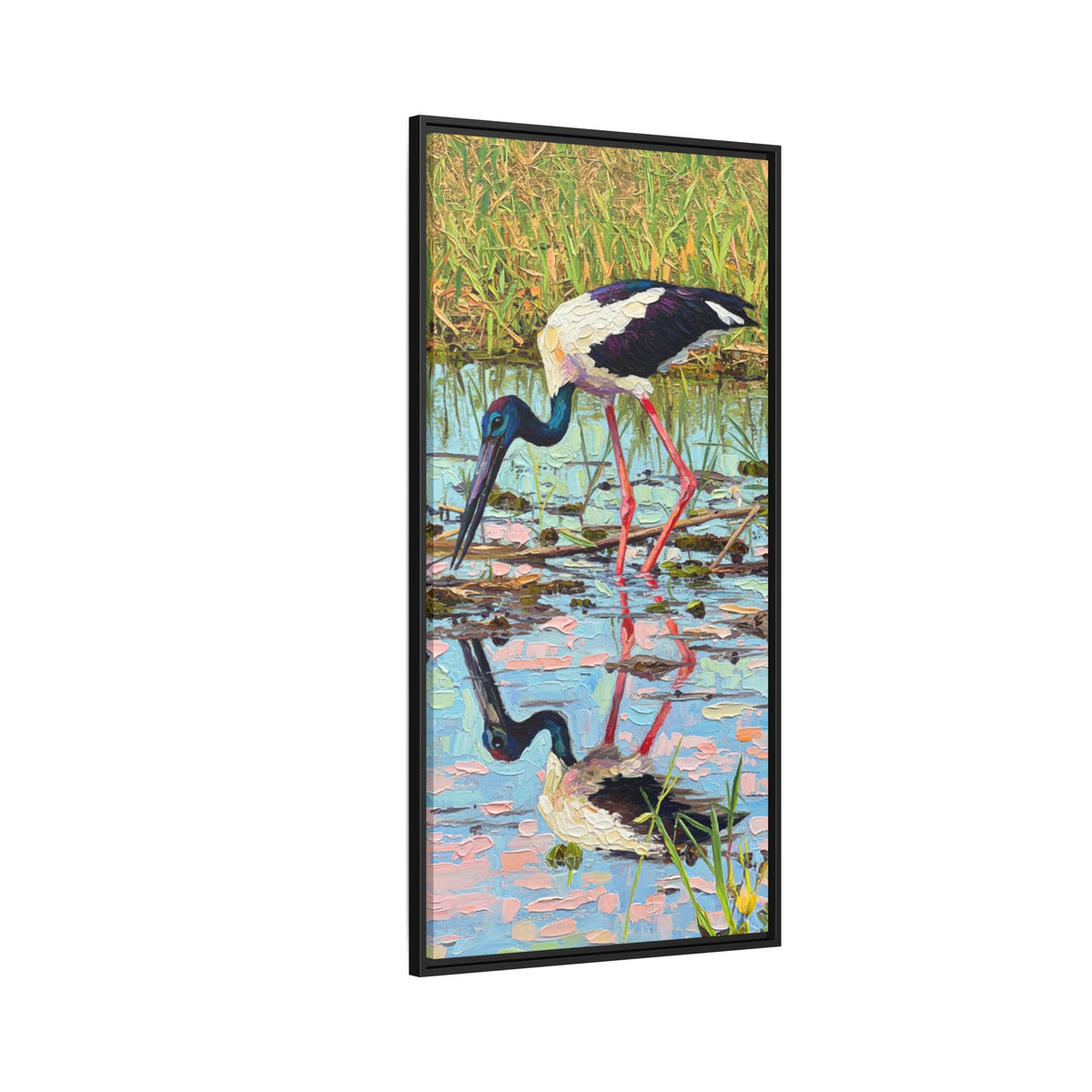 Black-Necked Stork Framed Canvas