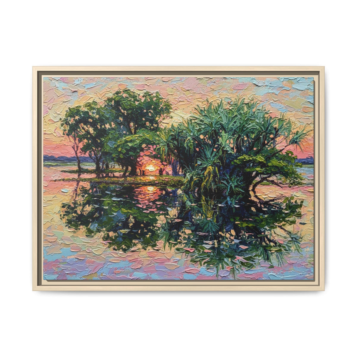 Pandanus Sunset Reflection Canvas