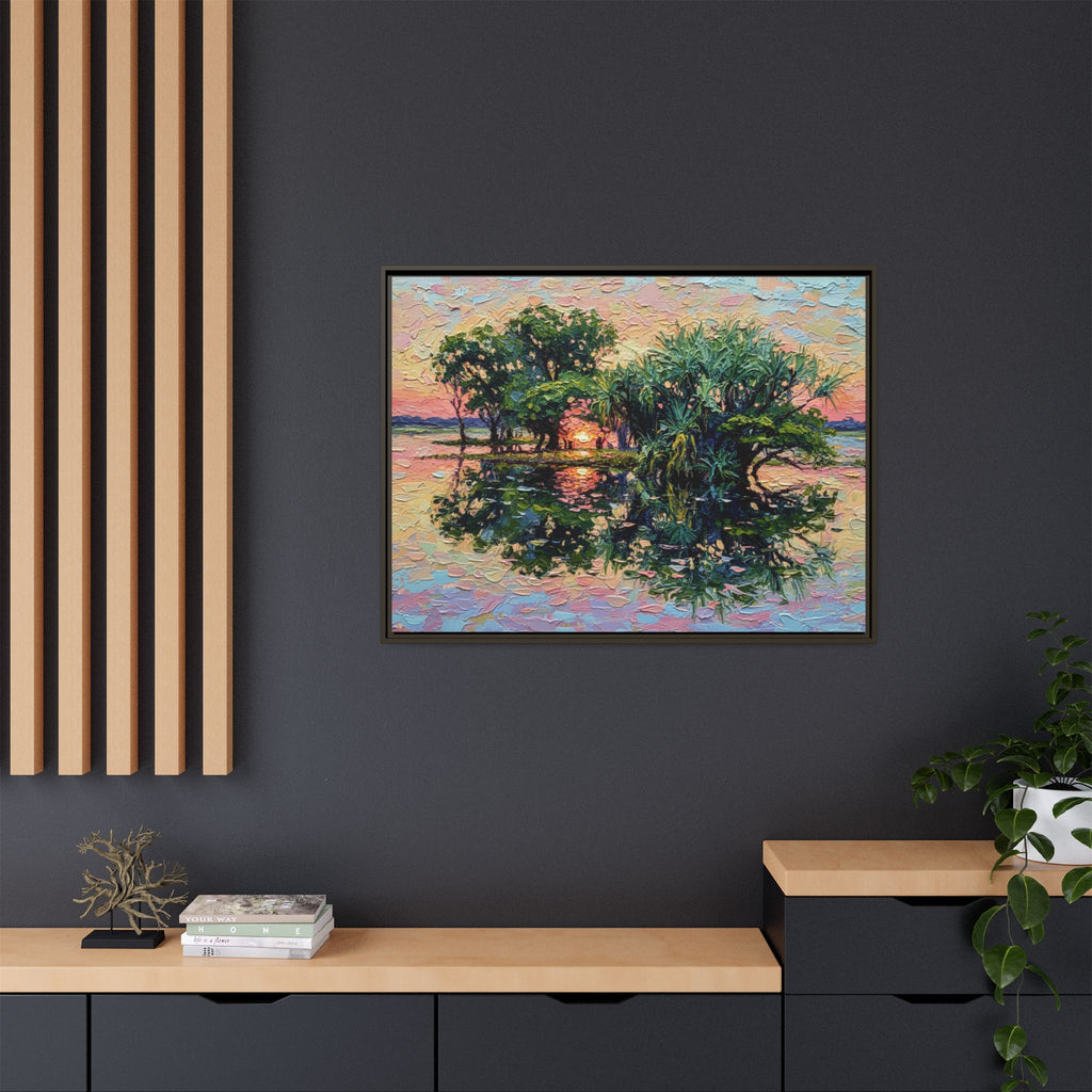 Pandanus Sunset Reflection Canvas
