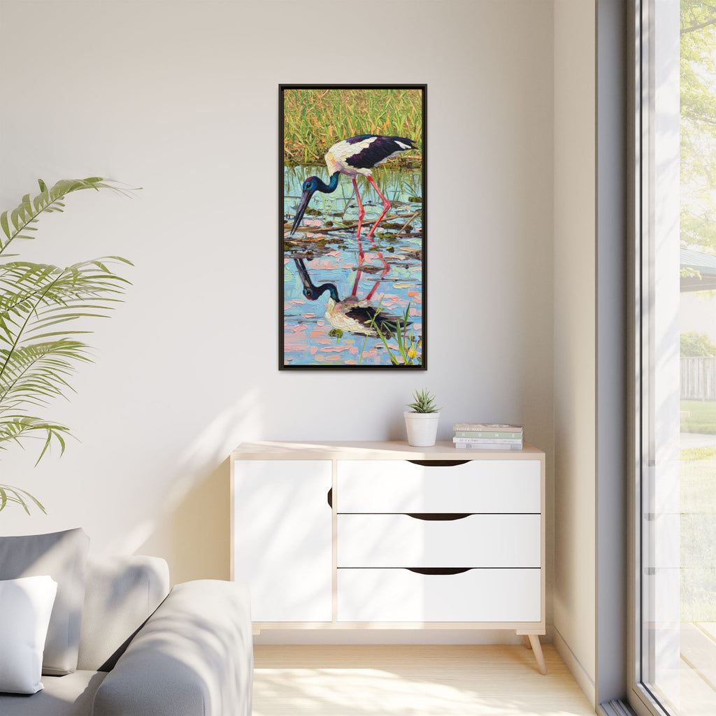 Black-Necked Stork Framed Canvas