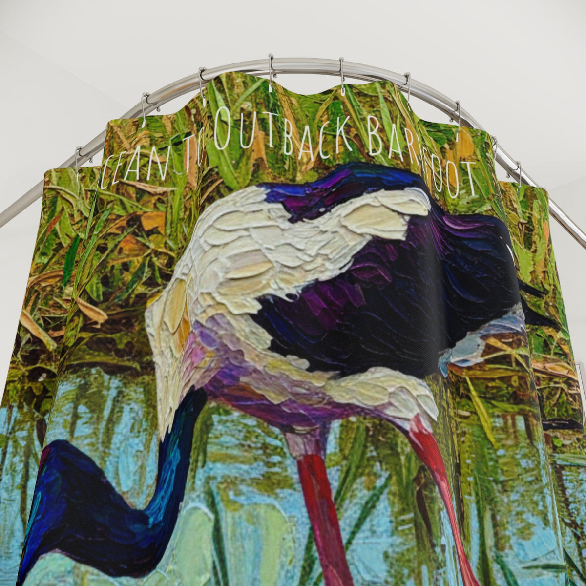 Black-Necked Stork Wetlands Shower Curtain