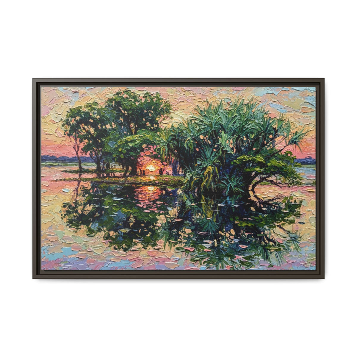 Pandanus Sunset Reflection Canvas
