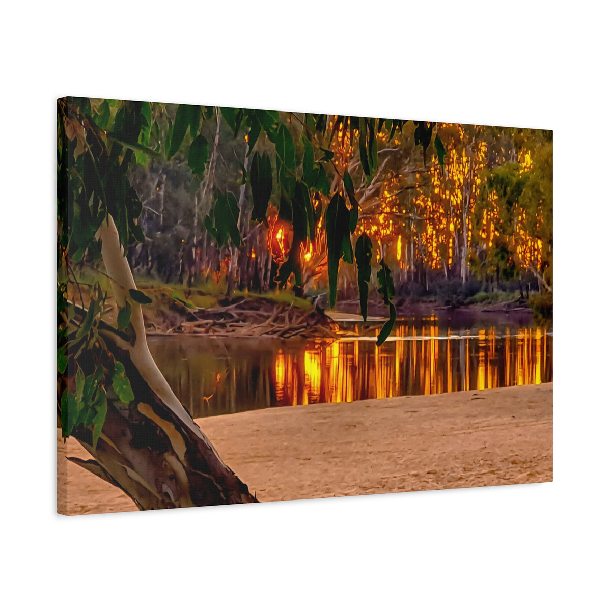 Golden Riverbank Canvas