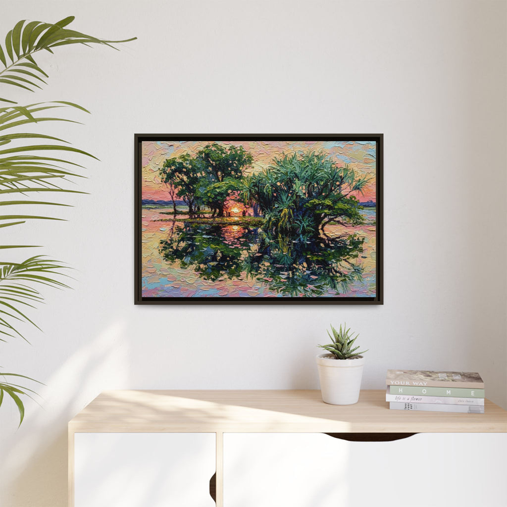 Pandanus Sunset Reflection Canvas