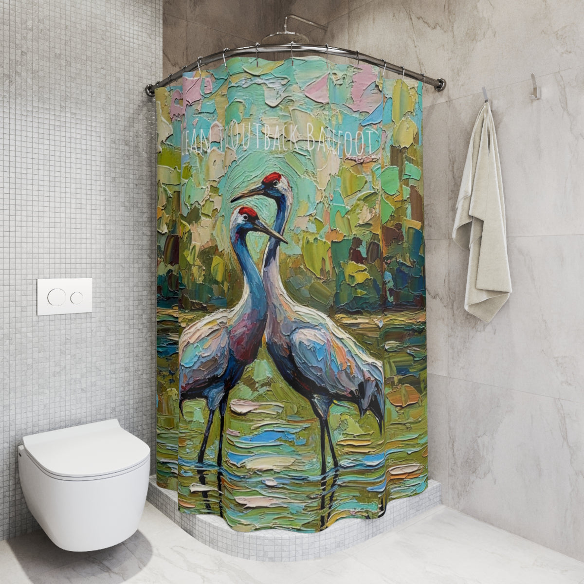 Brolga Pair Wetlands Shower Curtain