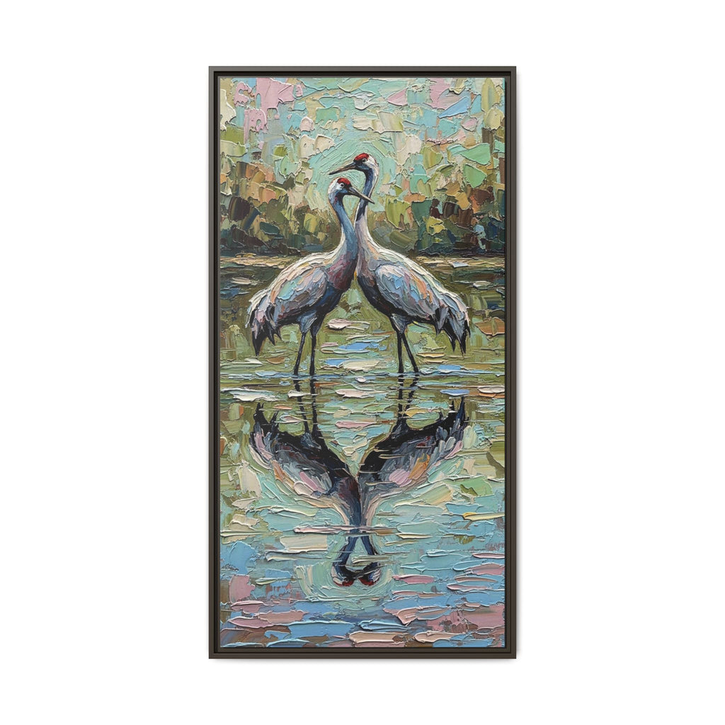 Framed Brolga Reflection Canvas Art