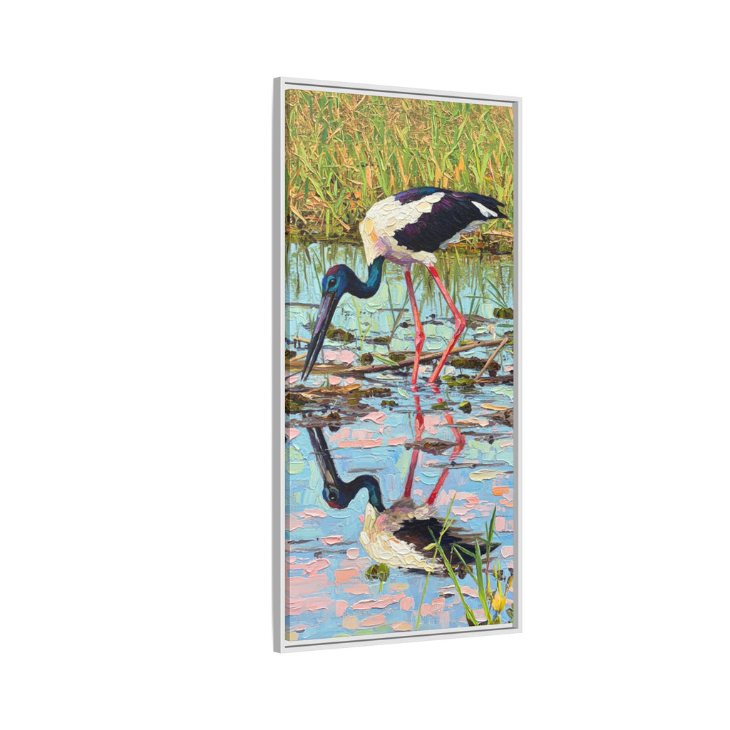 Black-Necked Stork Framed Canvas