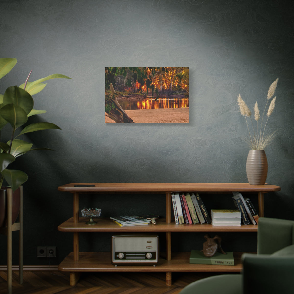 Golden Riverbank Canvas