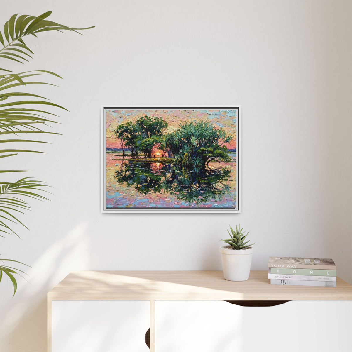 Pandanus Sunset Reflection Canvas