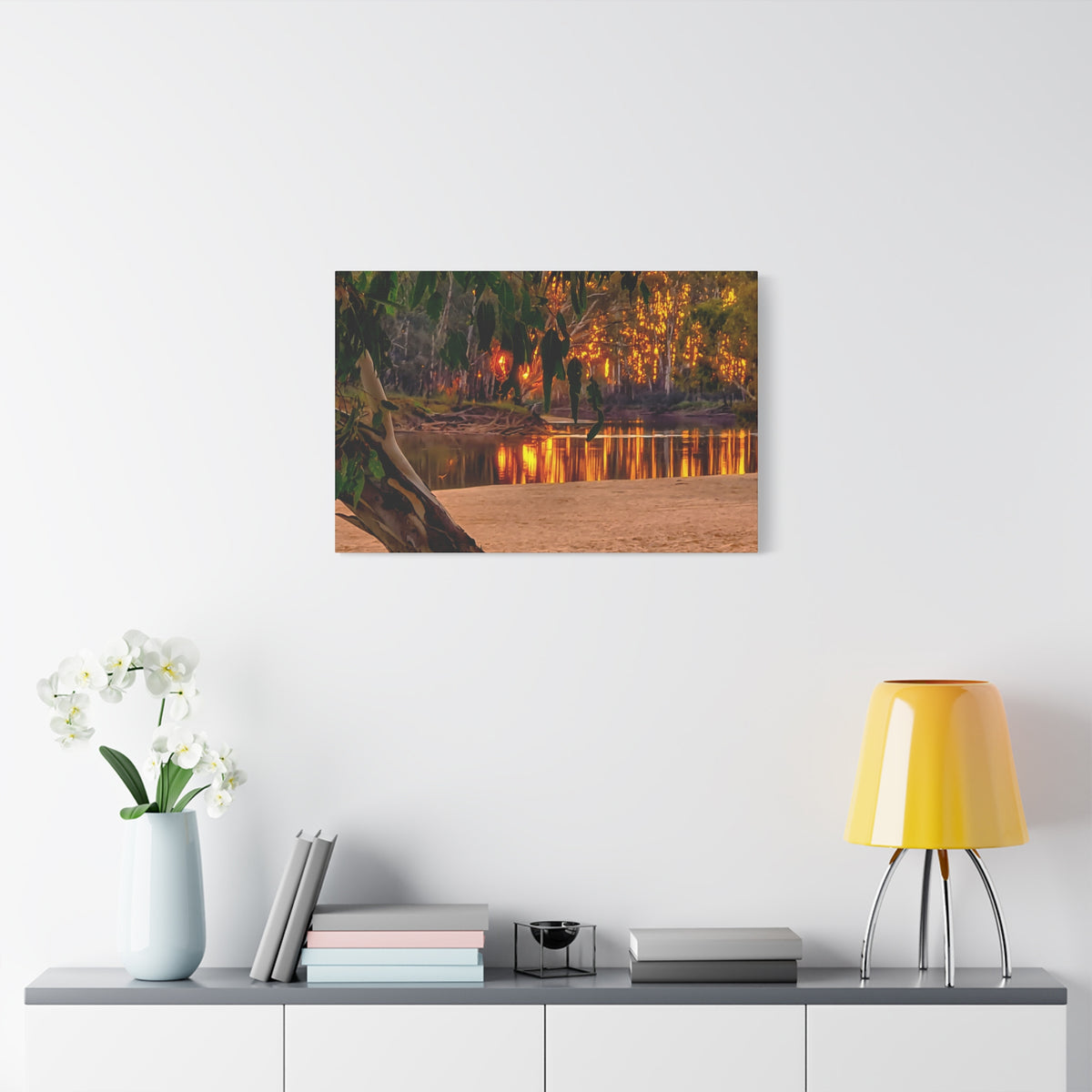 Golden Riverbank Canvas