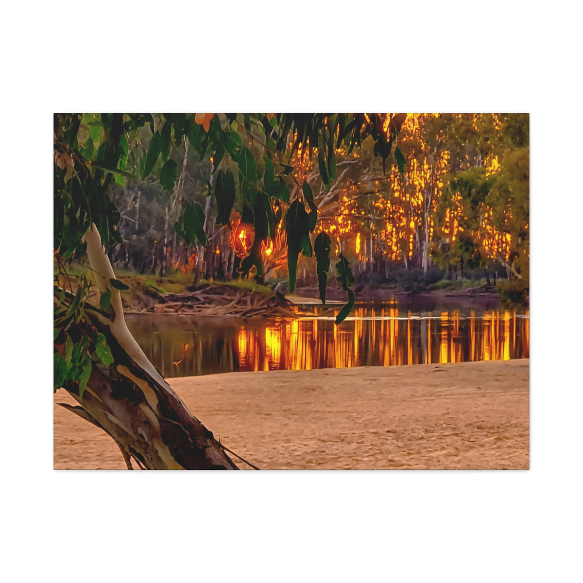 Golden Riverbank Canvas