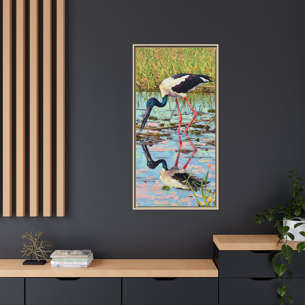 Black-Necked Stork Framed Canvas