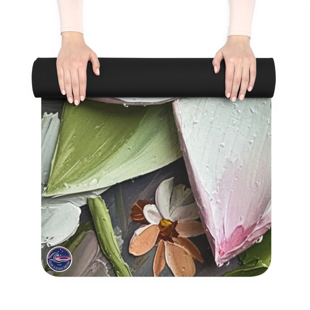 White Lotus Bloom Rubber Yoga Mat