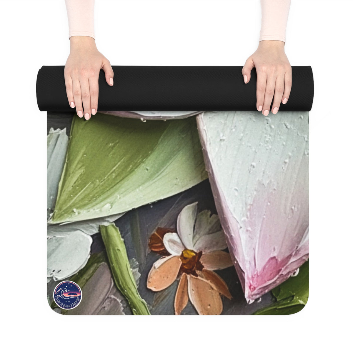 White Lotus Bloom Rubber Yoga Mat