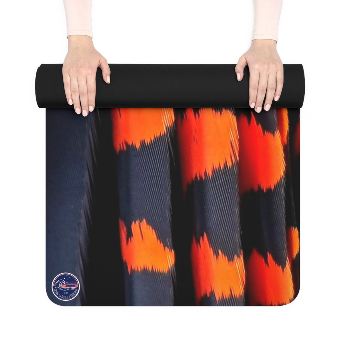 Black Cockatoo Feather Rubber Yoga Mat