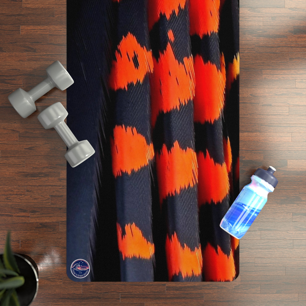 Black Cockatoo Feather Rubber Yoga Mat