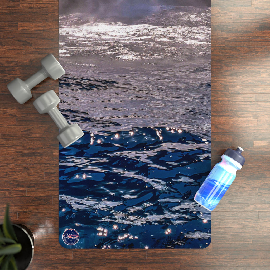 Dark Ocean Waves Rubber Yoga Mat