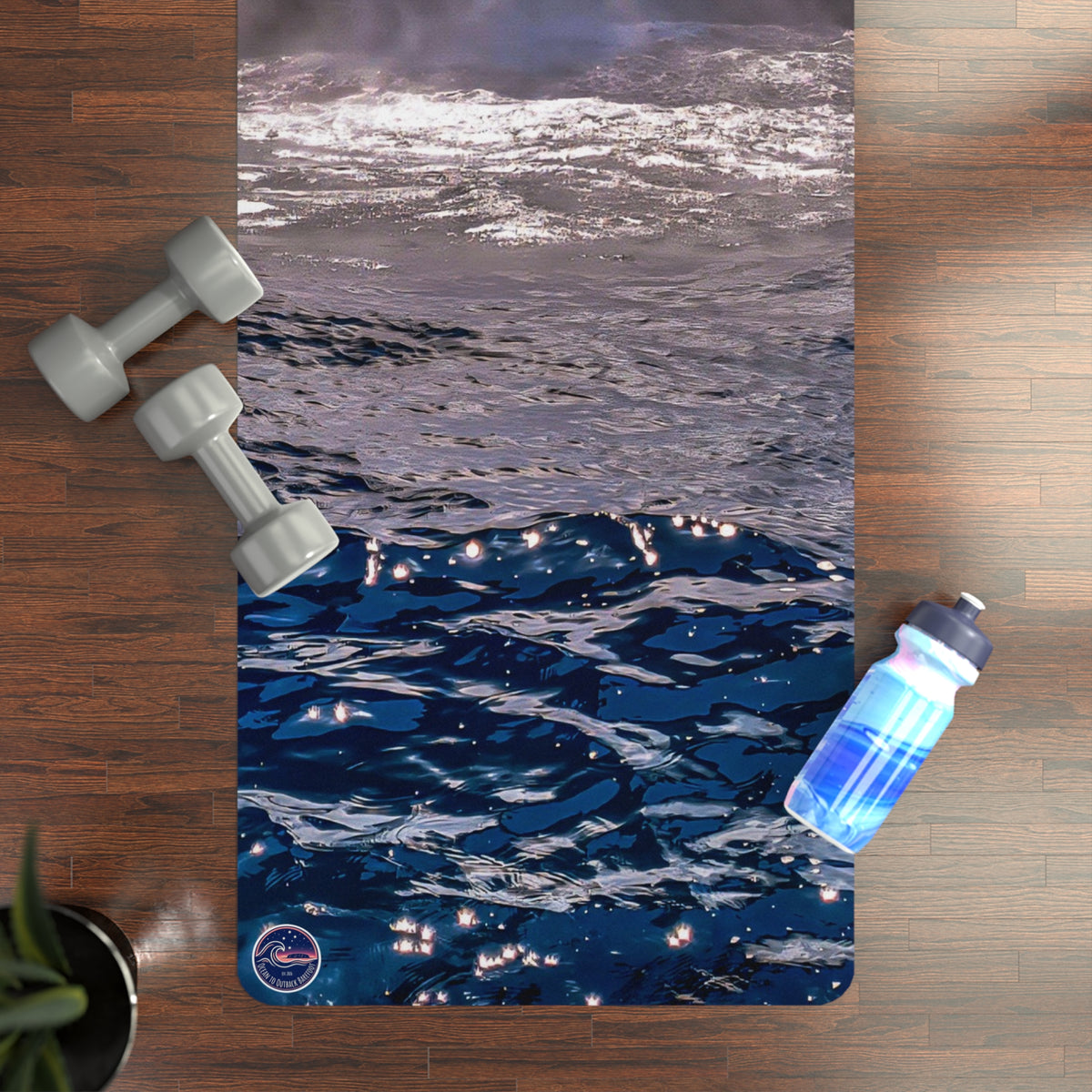 Dark Ocean Waves Rubber Yoga Mat