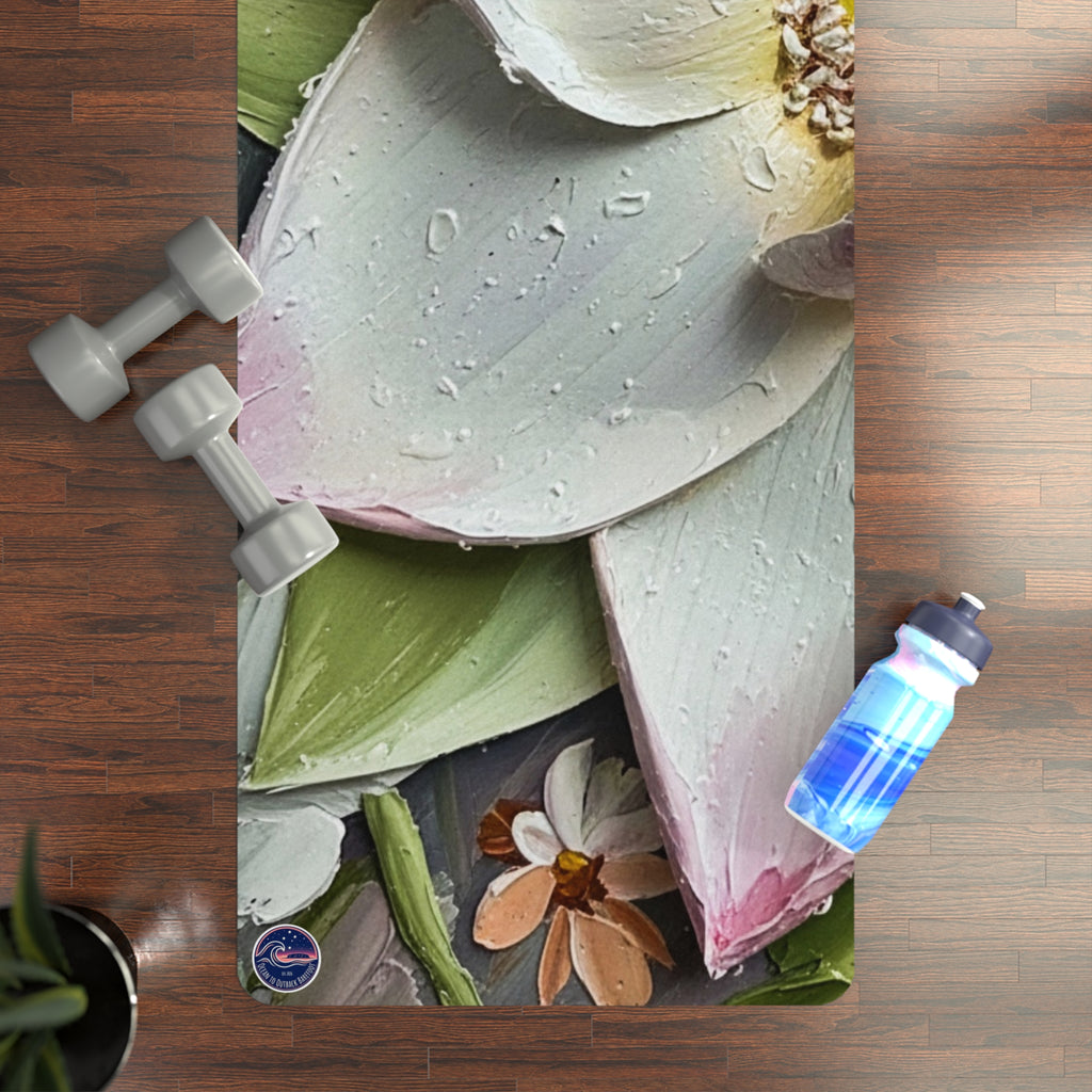 White Lotus Bloom Rubber Yoga Mat
