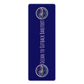 A tall, narrow navy blue rectangular product with rounded corners, featuring the text 'OCEAN TO OUTBACK BAREFOOT' in white vertical lettering and two circular logo emblems near the top and bottom.