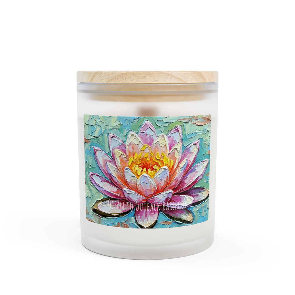 Pink Lotus Frosted Glass Candle