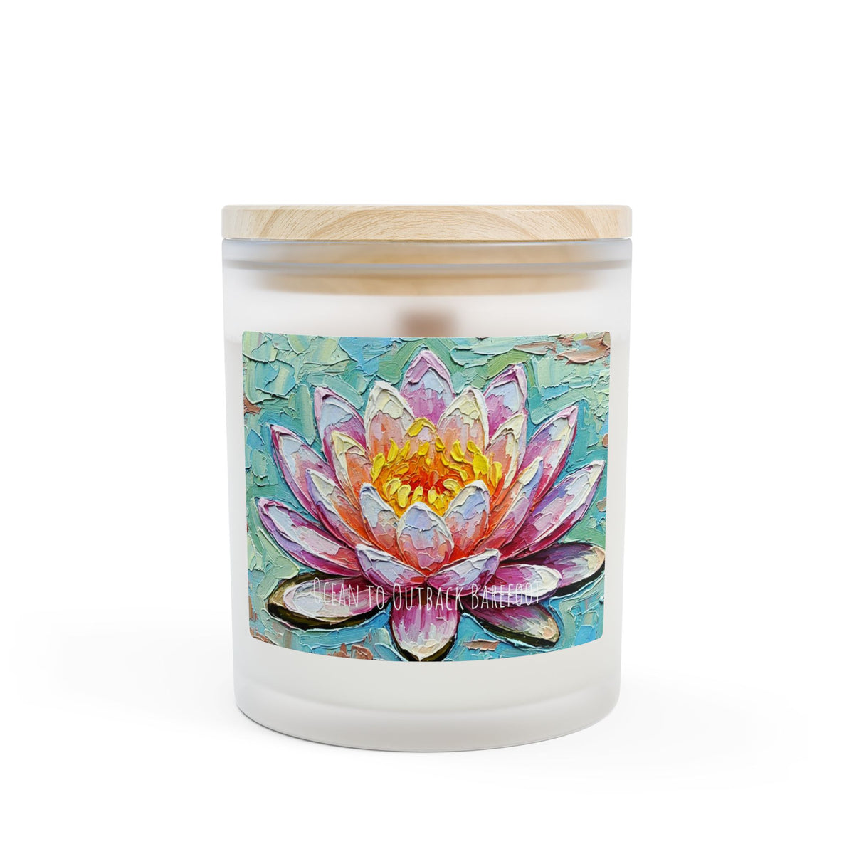Pink Lotus Frosted Glass Candle