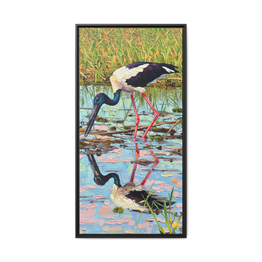 Black-Necked Stork Framed Canvas