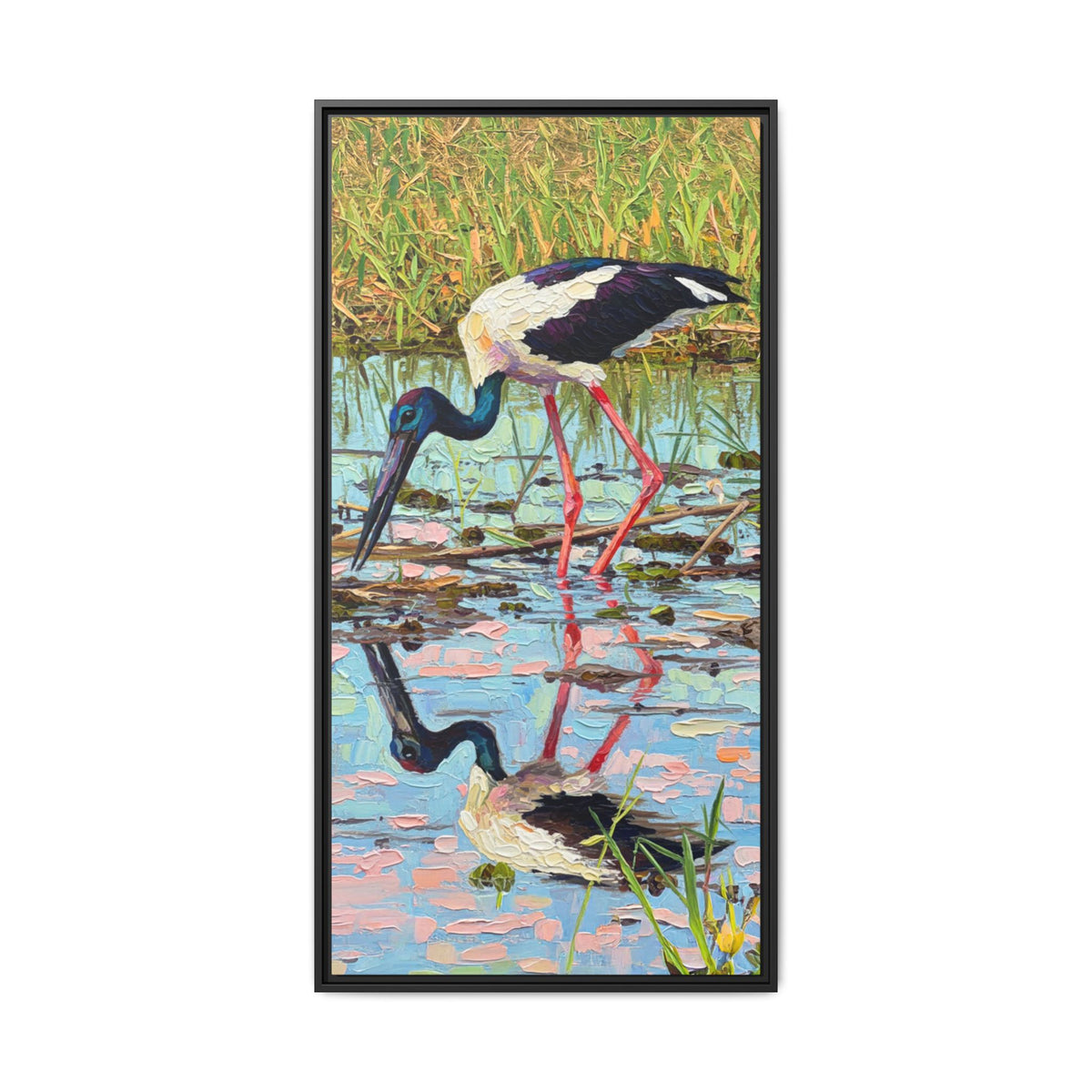 Black-Necked Stork Framed Canvas