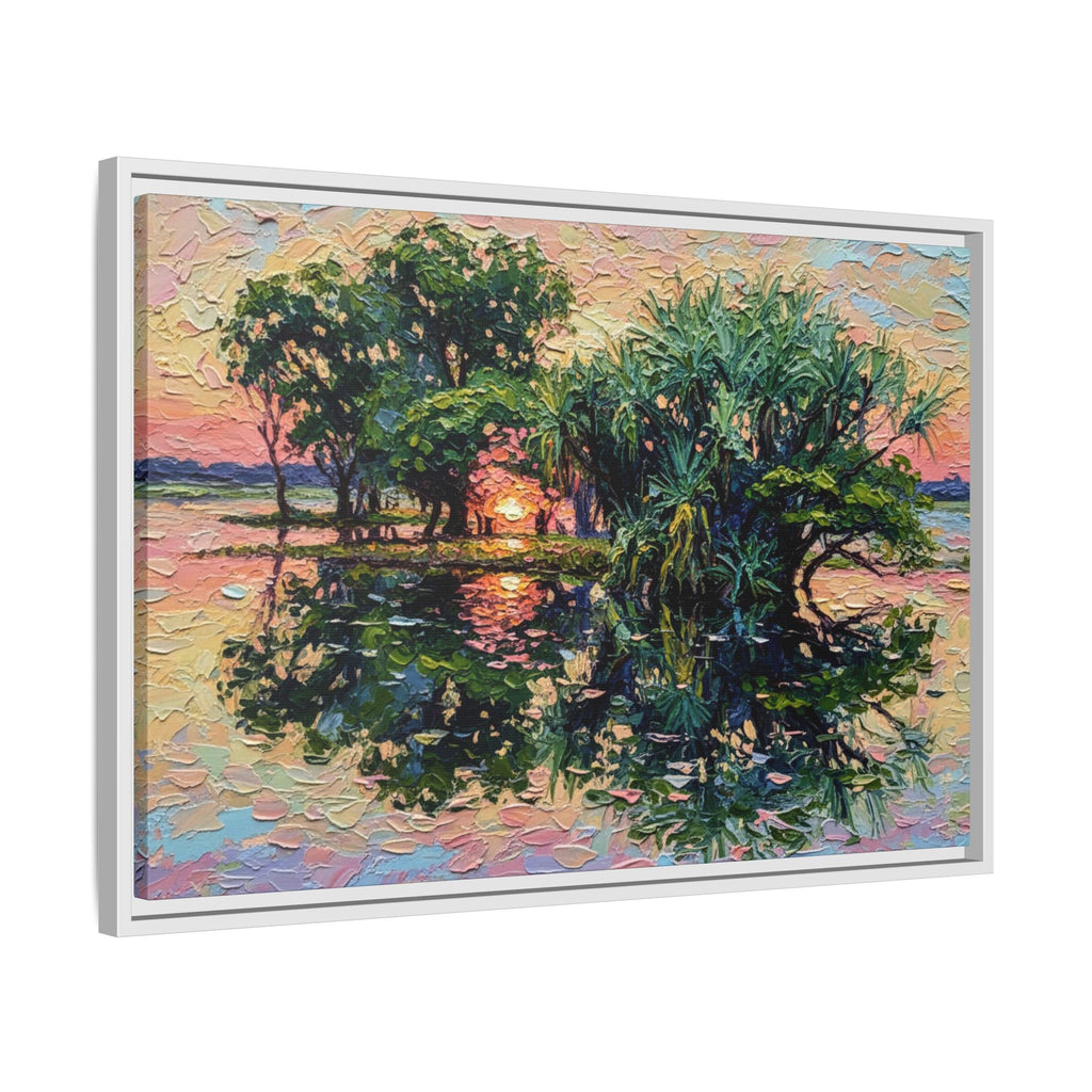Pandanus Sunset Reflection Canvas