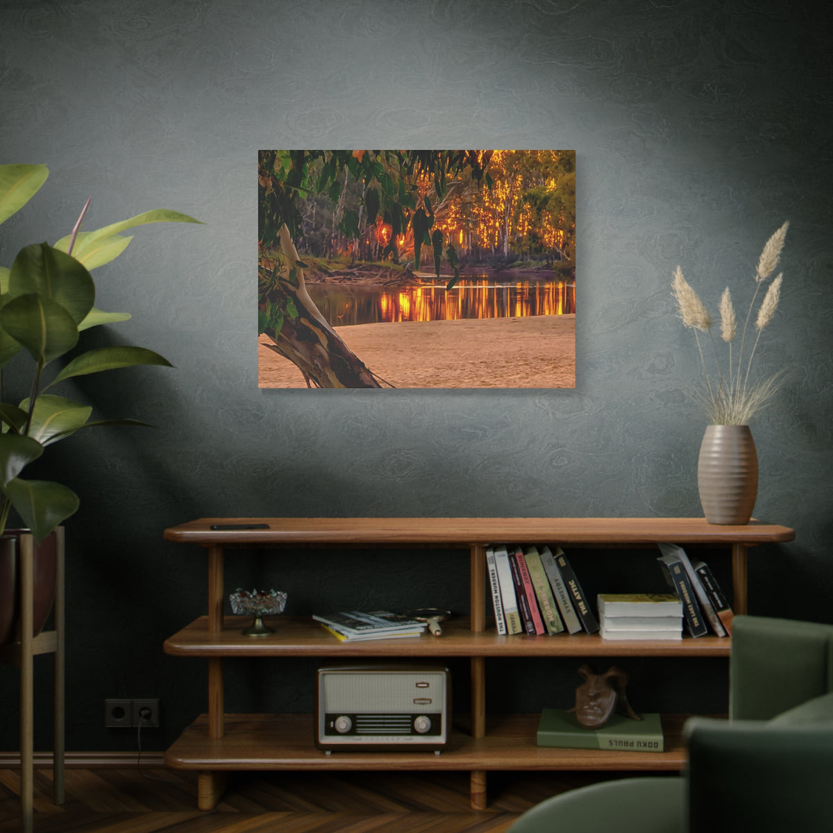 Golden Riverbank Canvas