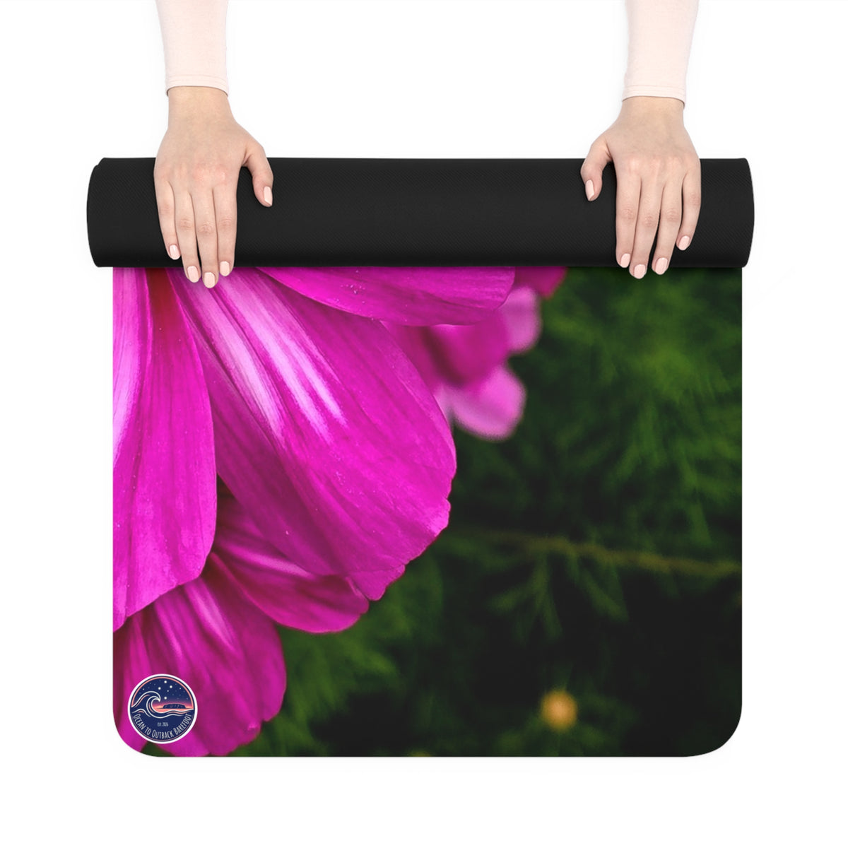 Floral Pink Cosmos Rubber Yoga Mat
