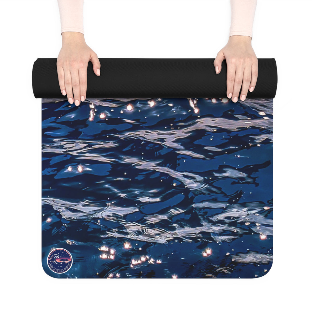 Dark Ocean Waves Rubber Yoga Mat