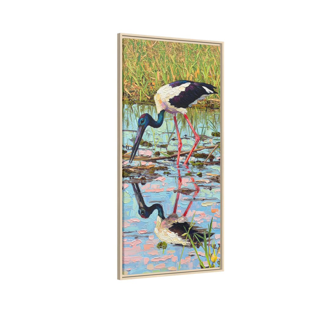 Black-Necked Stork Framed Canvas