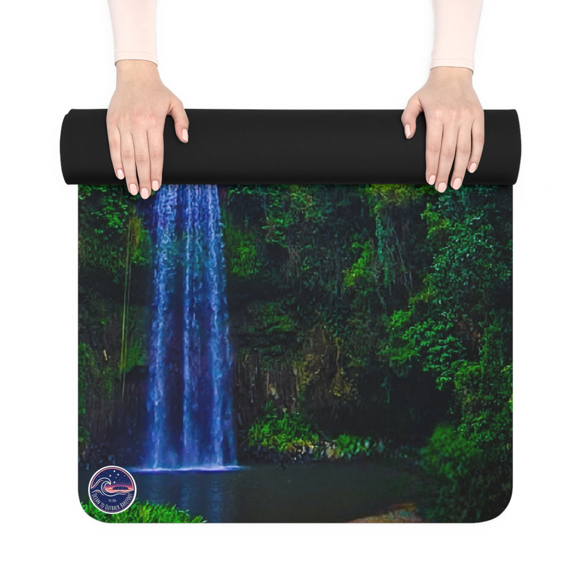 Tropical Waterfall Rubber Yoga Mat