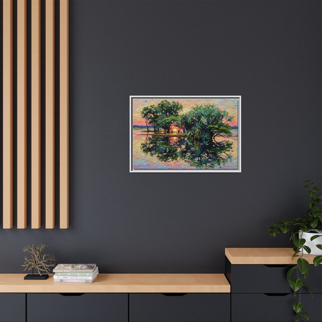 Pandanus Sunset Reflection Canvas