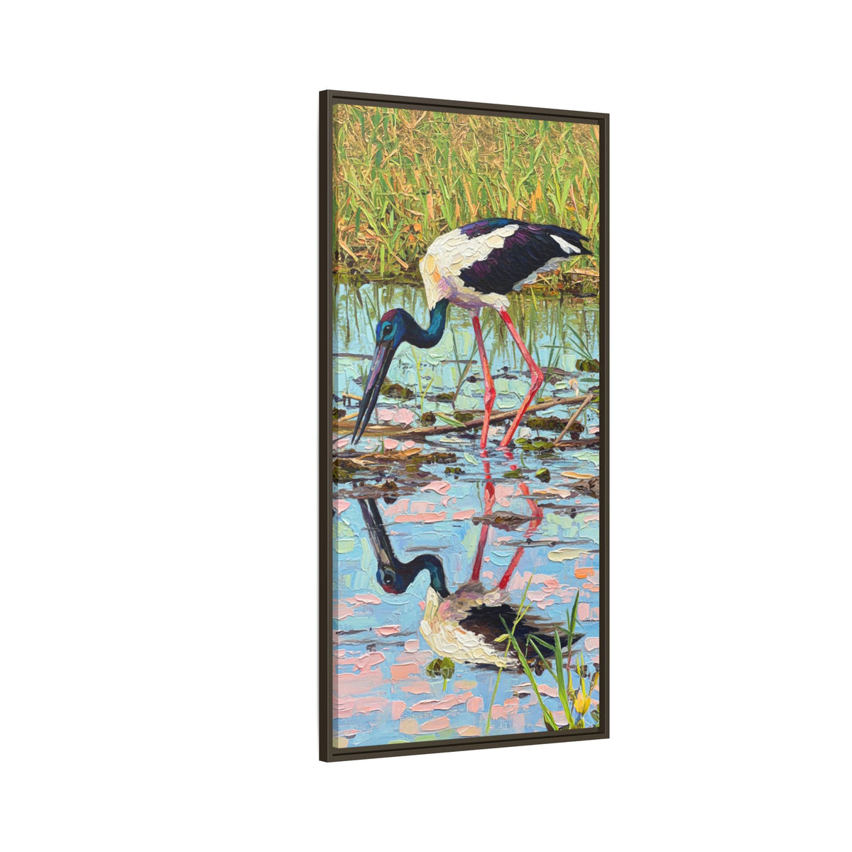 Black-Necked Stork Framed Canvas