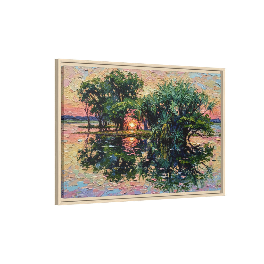 Pandanus Sunset Reflection Canvas