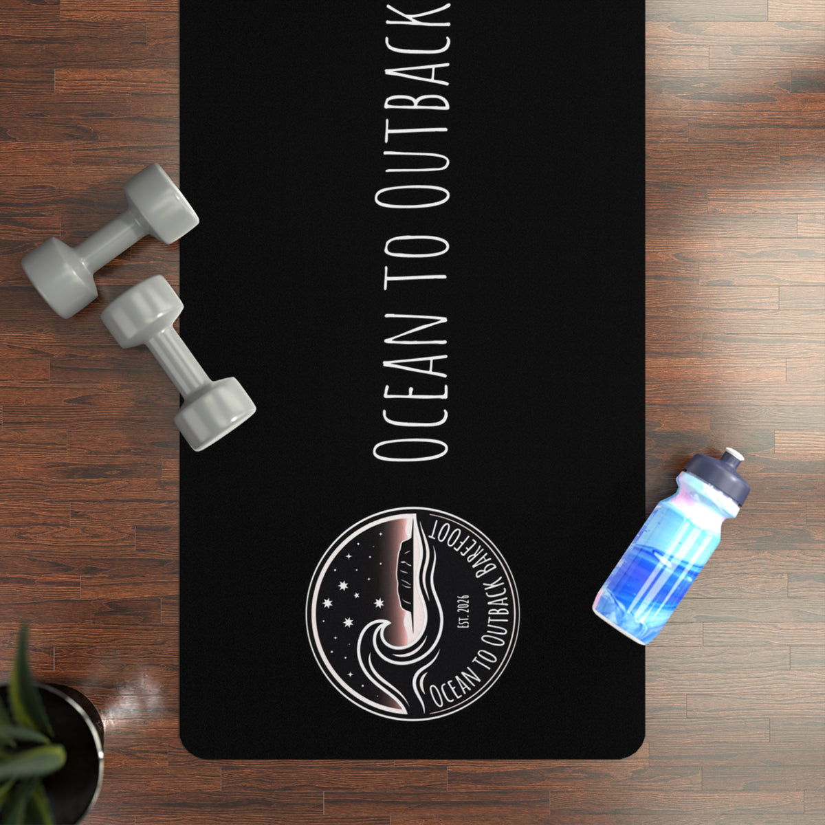 Black and White Logo Rubber Yoga Mat