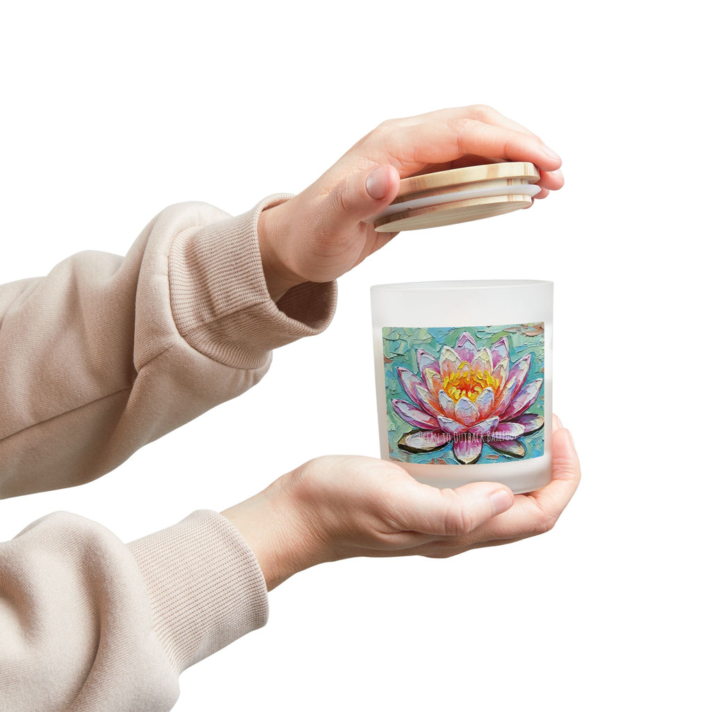 Pink Lotus Frosted Glass Candle